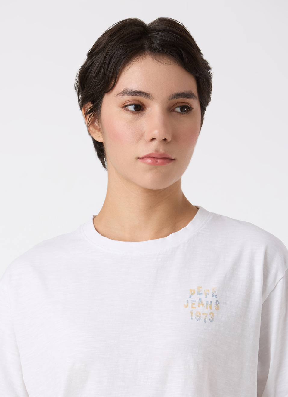 Women White Back Graphic Print Comfort Fit T-shirt, , large image number 4