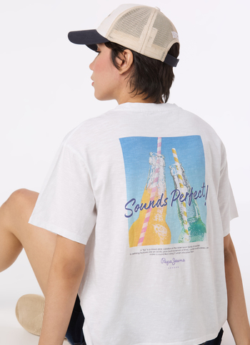 Women White Back Graphic Print Comfort Fit T-shirt