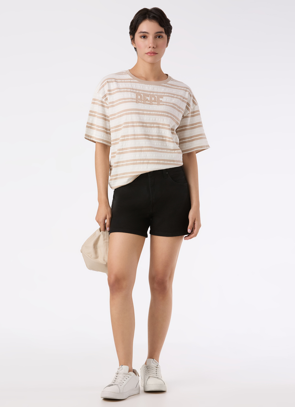 Women Beige Stripe Comfort Fit T-shirt, , large image number 5