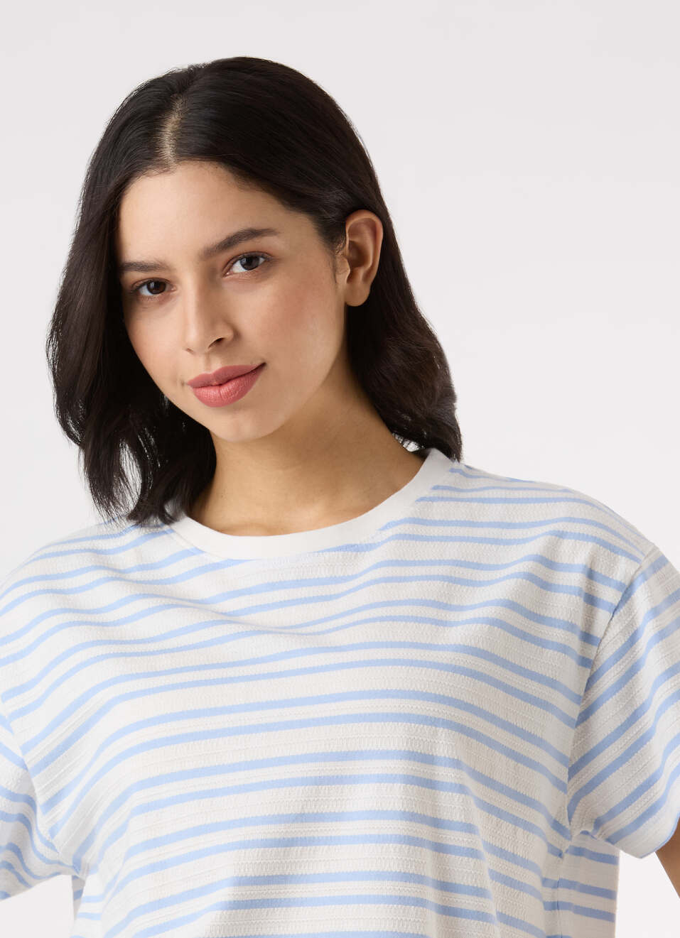 Women Blue Stripe Comfort Short Sleeve  T-shirt, , large image number 4