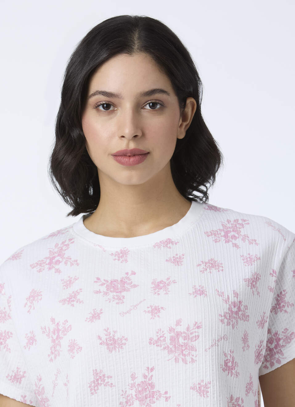 Women Pink Textured Floral Printed T-shirt, , large image number 4