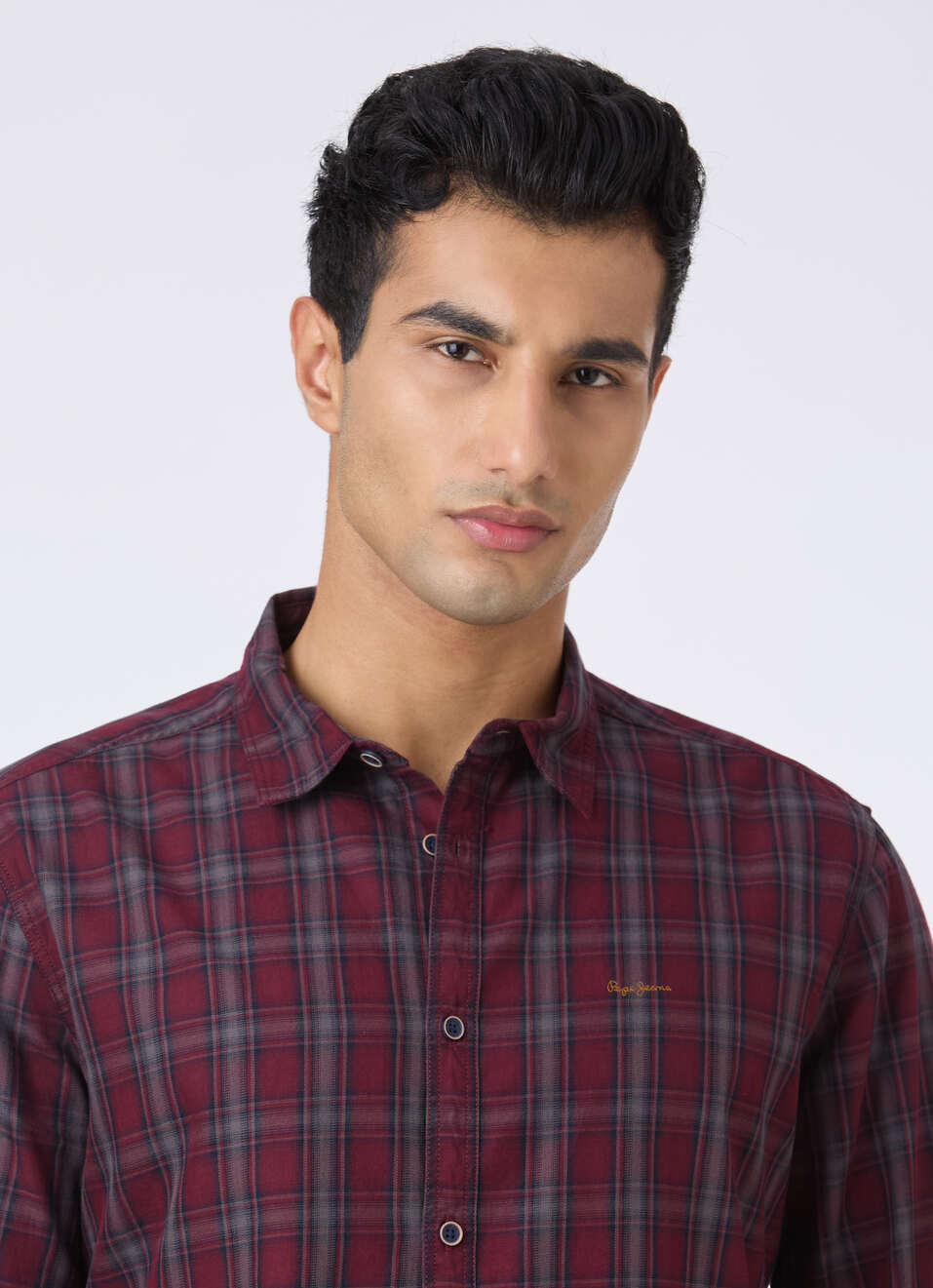 Men Wine Purple Check Full Sleeve Shirt, , large image number 4