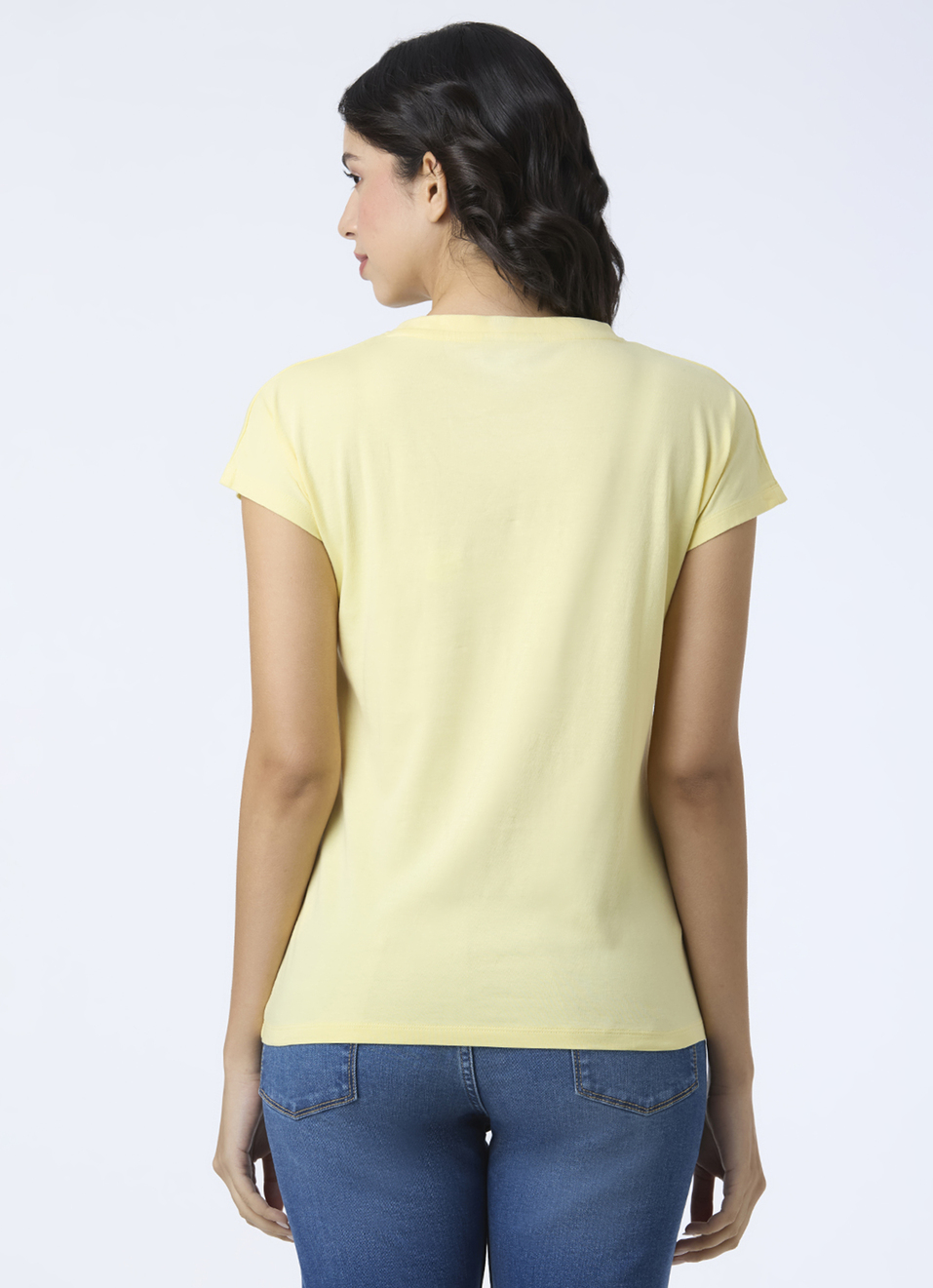 Women Yellow Graphic Print Short Sleeve T-shirt, , large image number 2