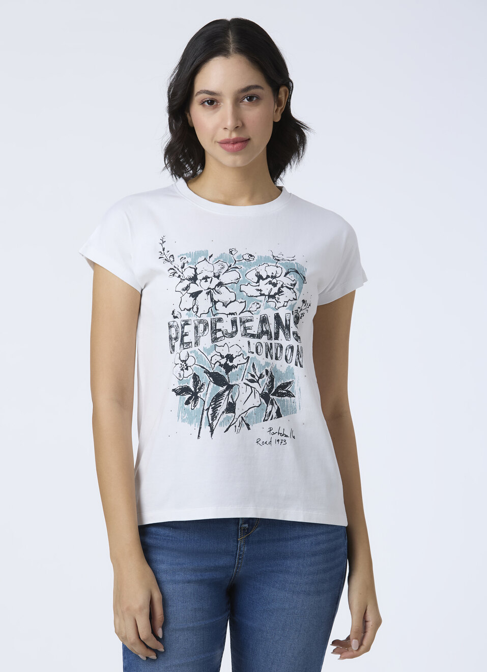 Women White Graphic Print Short Sleeve T-shirt, , large image number 1