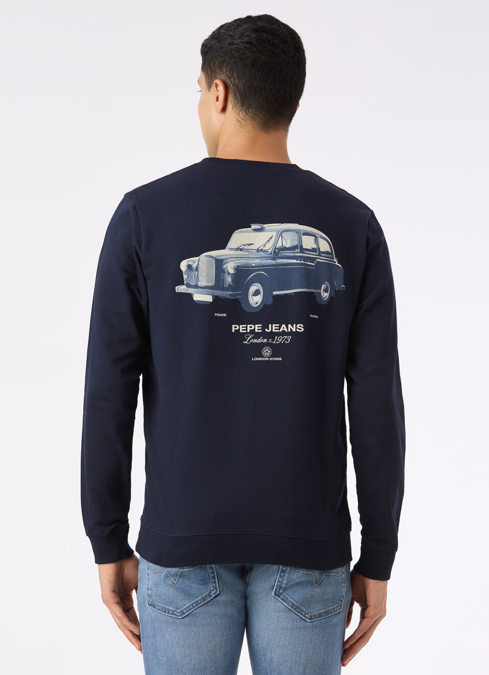 Men Navy Back Graphic Print Regular Fit Sweatshirt, , large image number 2