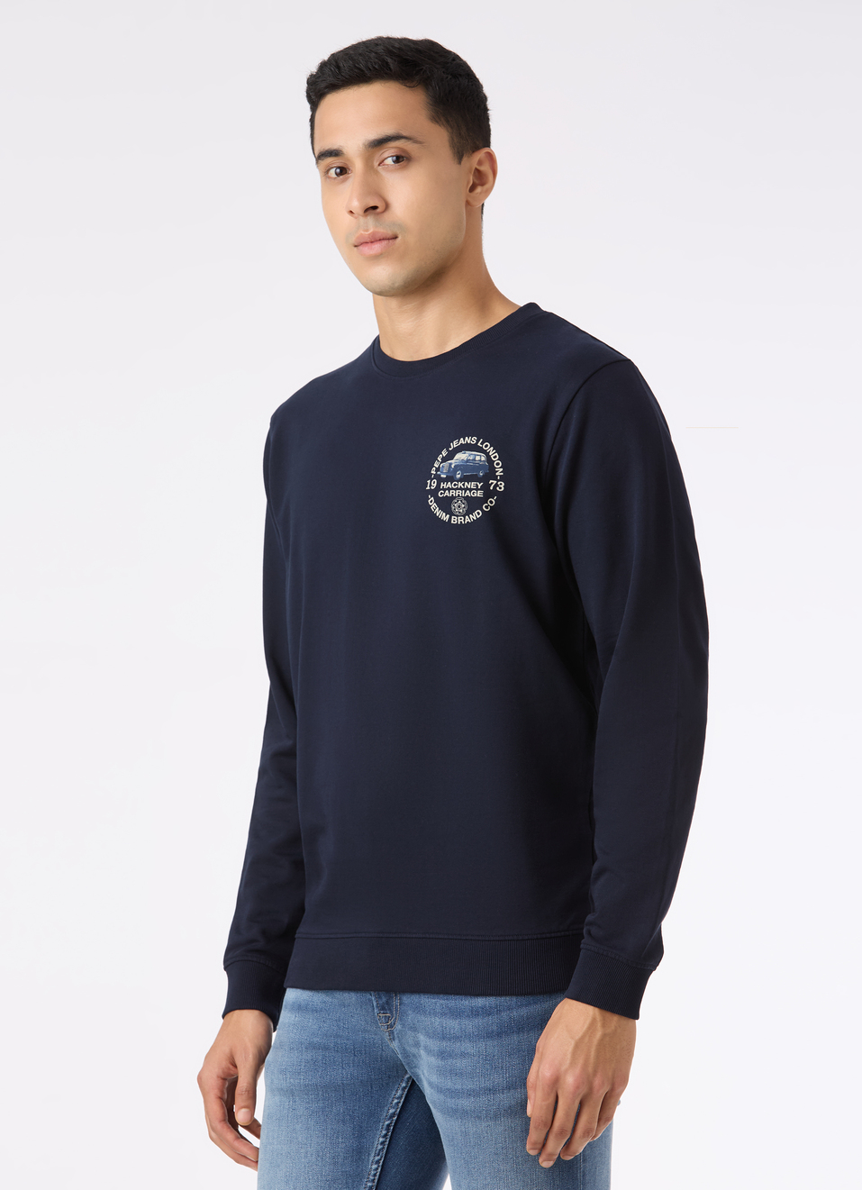 Men Navy Back Graphic Print Regular Fit Sweatshirt, , large image number 3