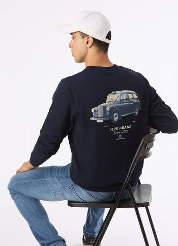 Men Navy Back Graphic Print Regular Fit Sweatshirt
