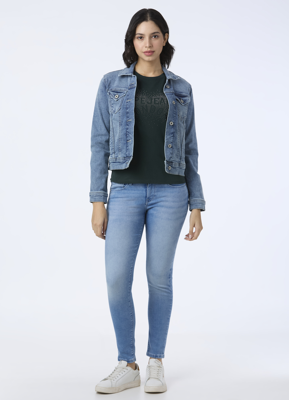 Women Green Embellished Short Sleeve Stretch T-shirt, , large image number 5