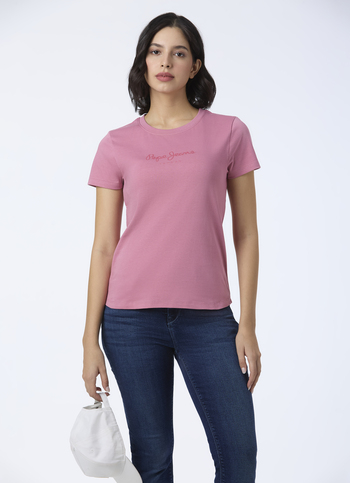 Women Pink Graphic Print Short Sleeve T-shirt