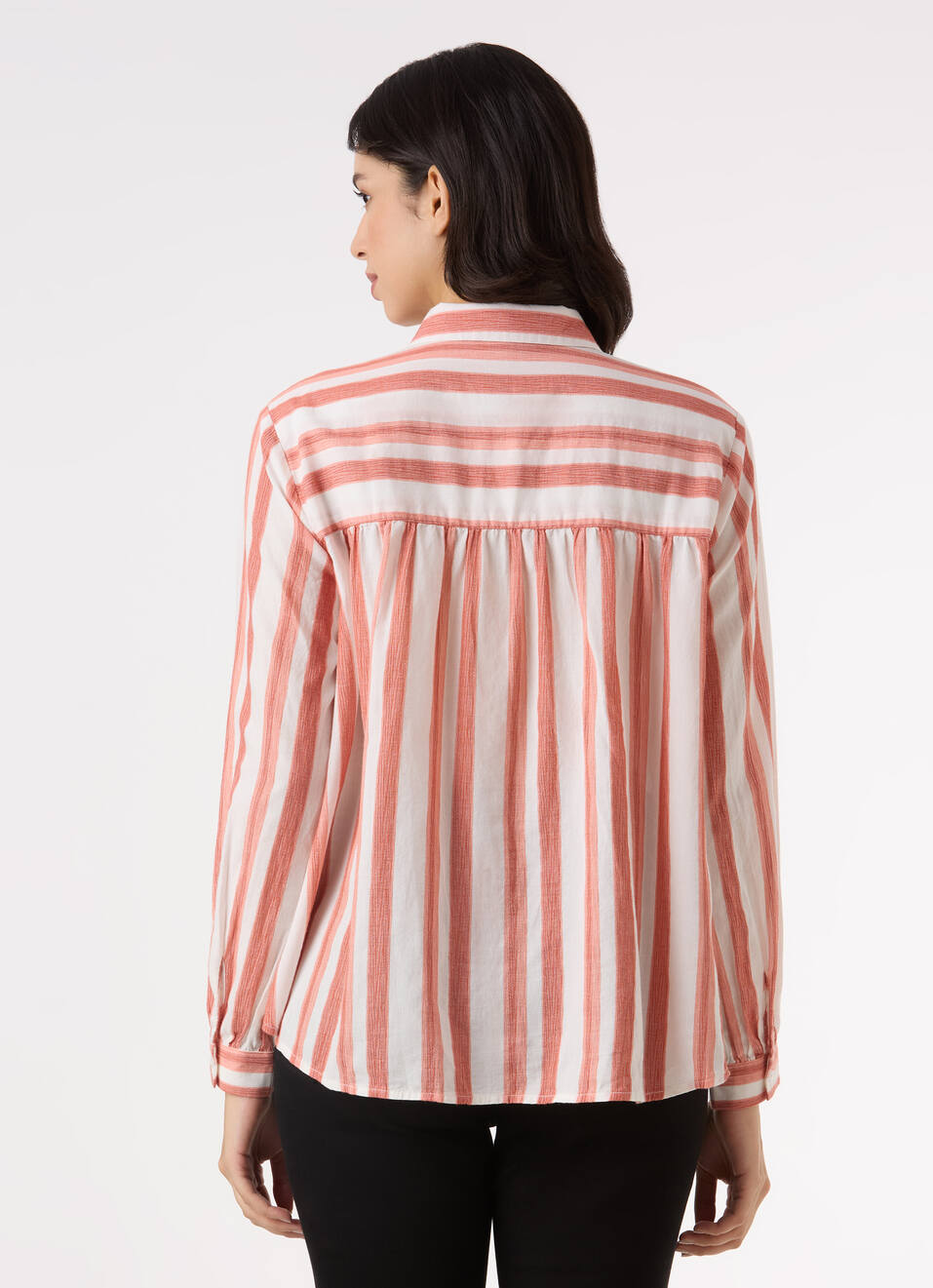 Women Orange Vertical Stripe Comfort Full Sleeve Shirt, , large image number 2