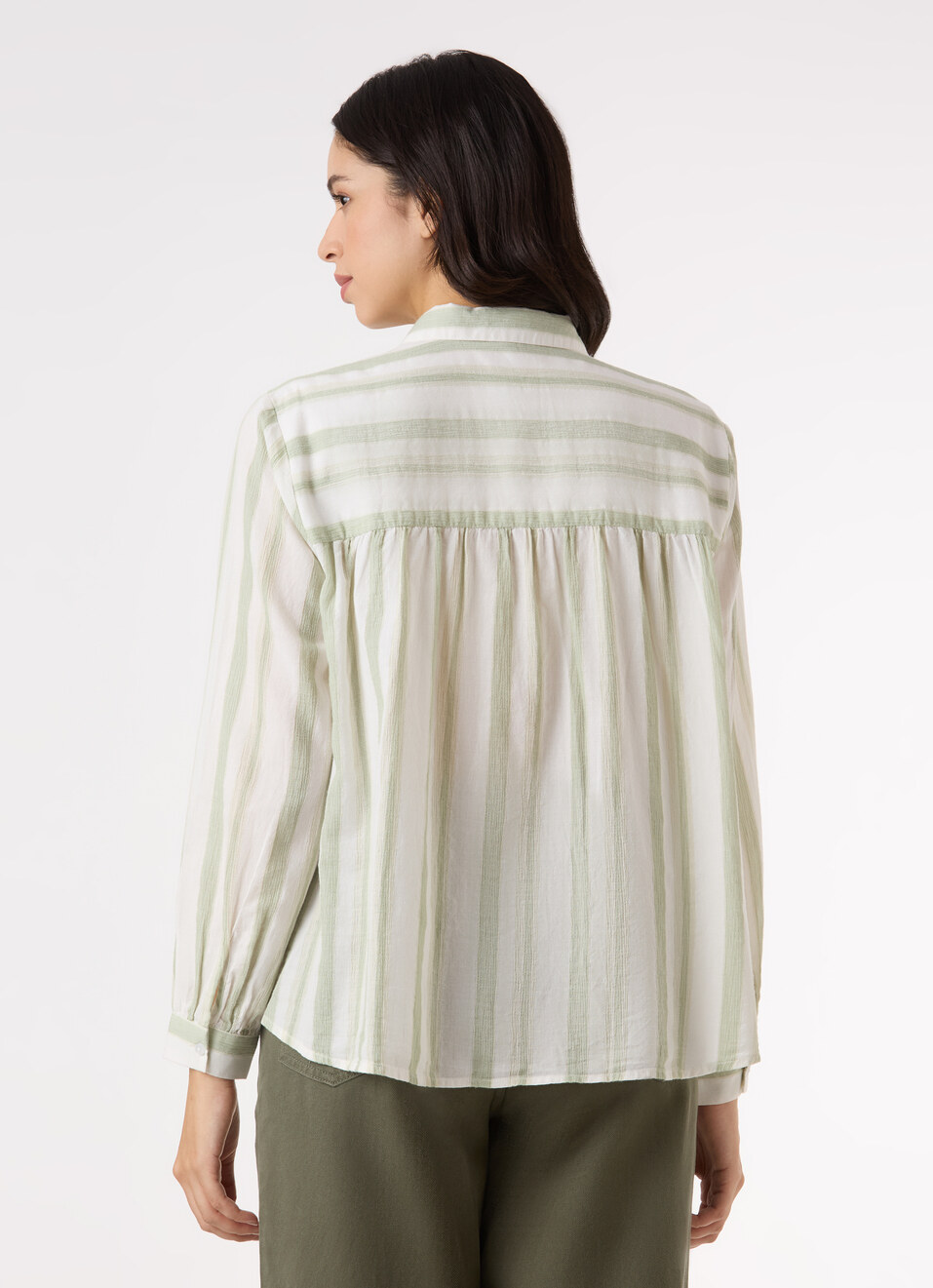 Women Green Vertical Stripe Comfort Full Sleeve Shirt, , large image number 2