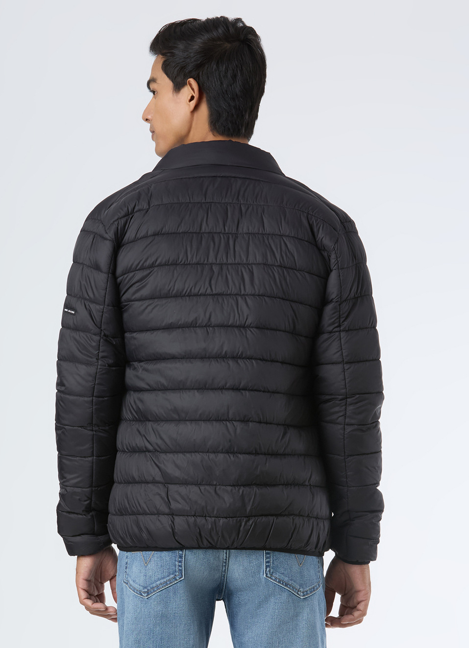 Men Black Lightweight Quilted Puffer Jacket, , large image number 2