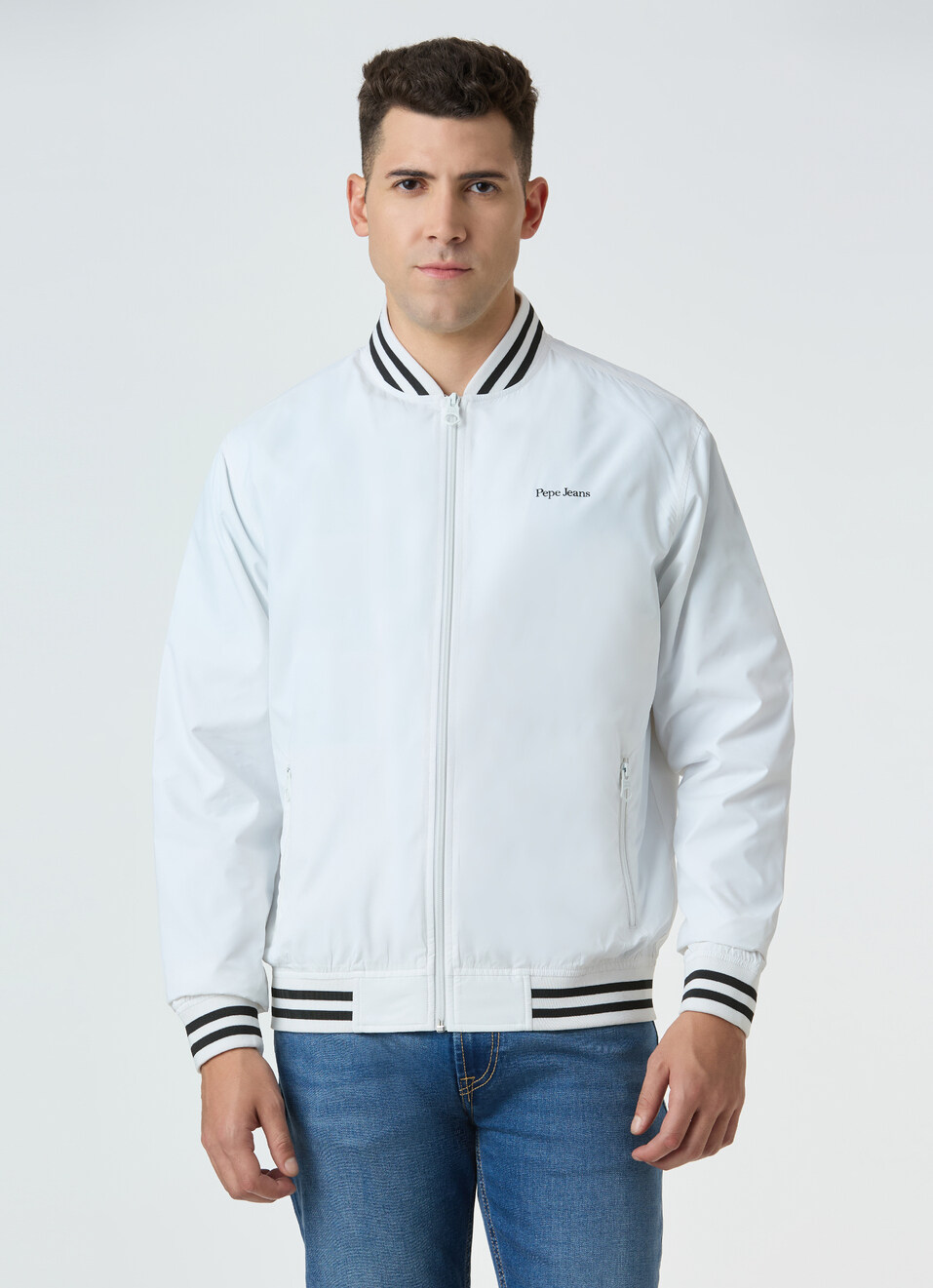 Men White Full Sleeve Lightweight Jacket, , large image number 1