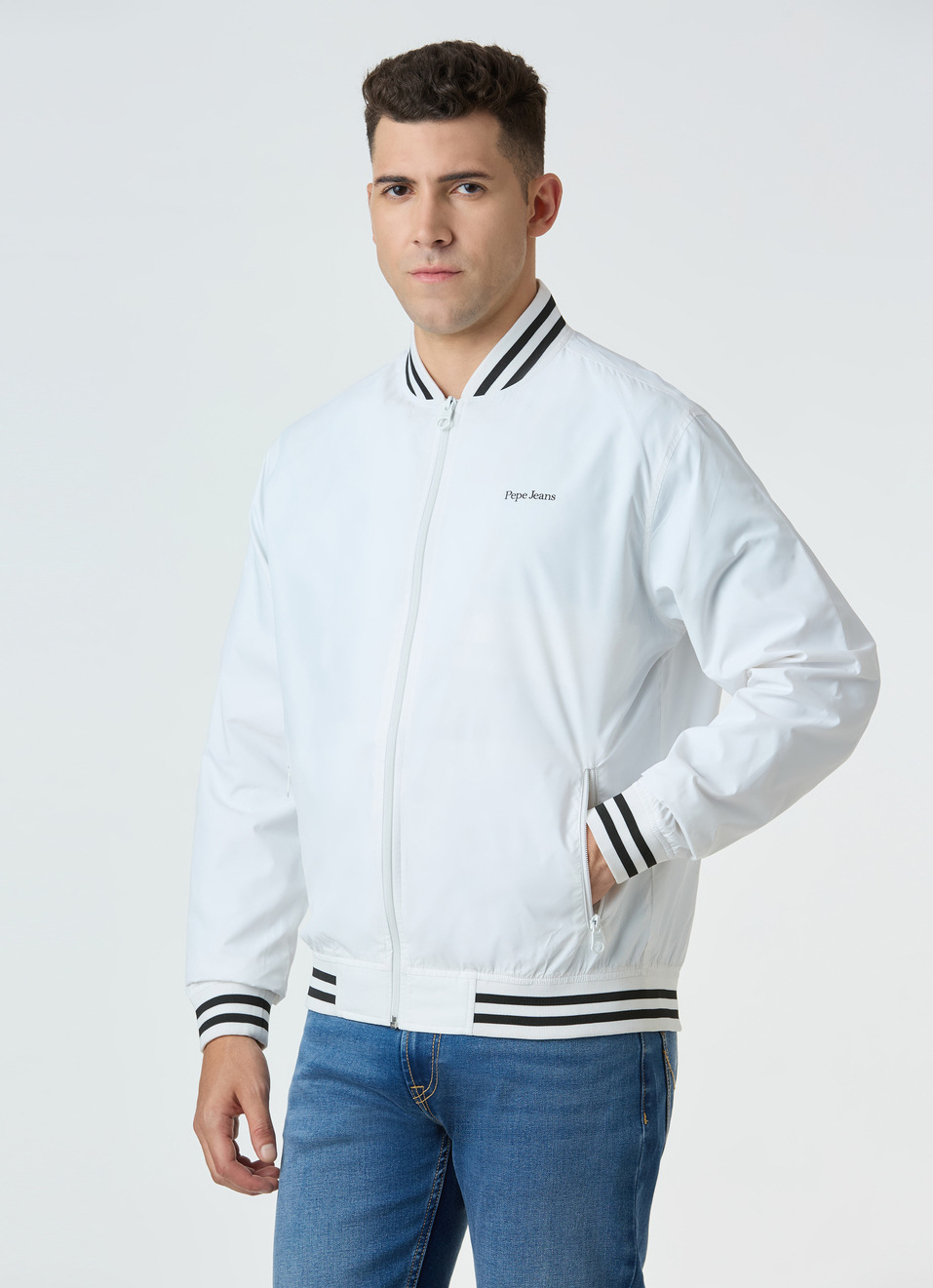 Men White Full Sleeve Lightweight Jacket, , large image number 3
