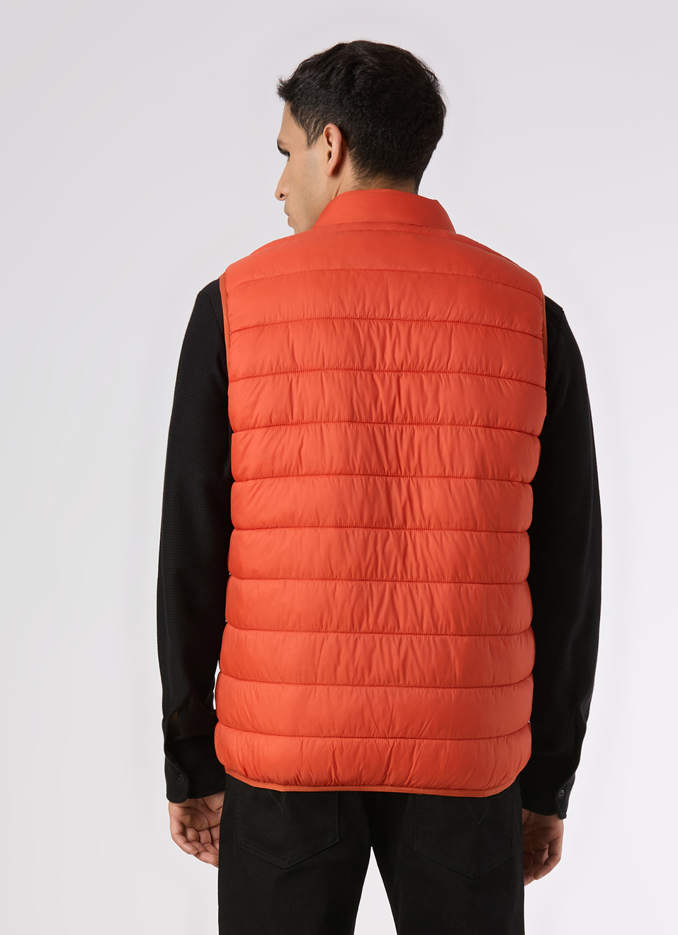 Men Orange Sleeveless Quilted Gilet, , large image number 2