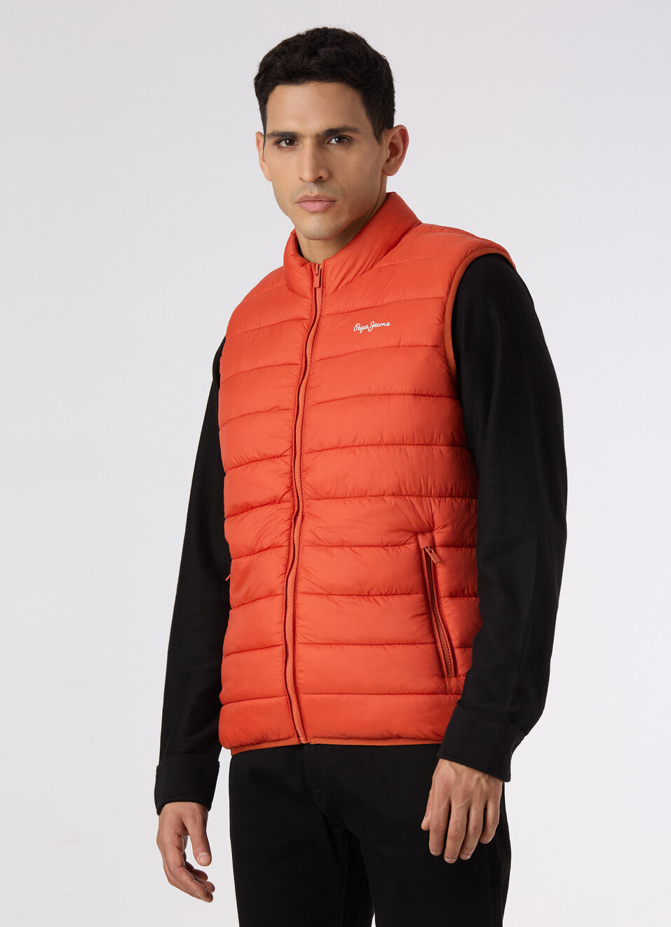 Men Orange Sleeveless Quilted Gilet, , large image number 3