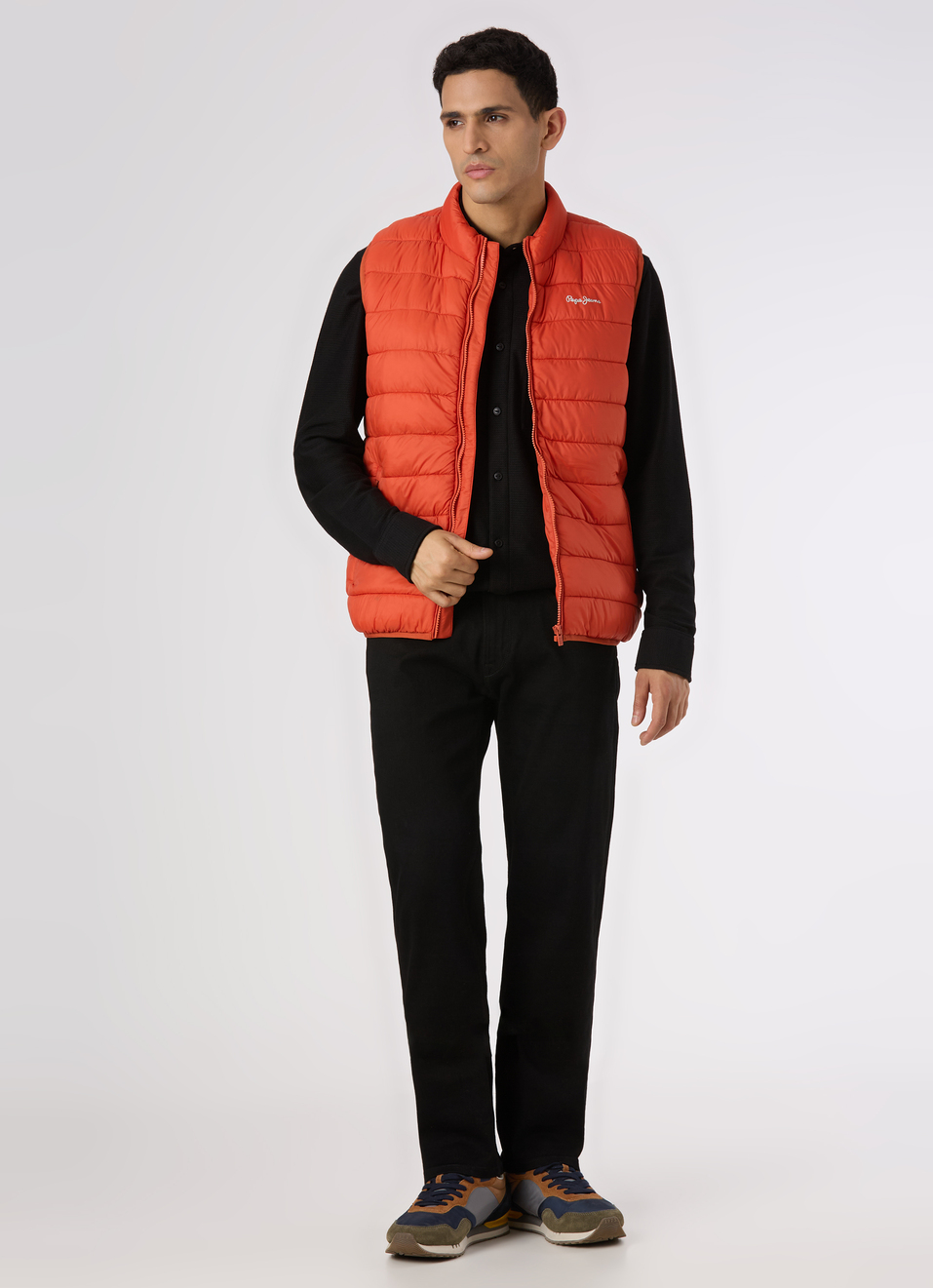 Men Orange Sleeveless Quilted Gilet, , large image number 5