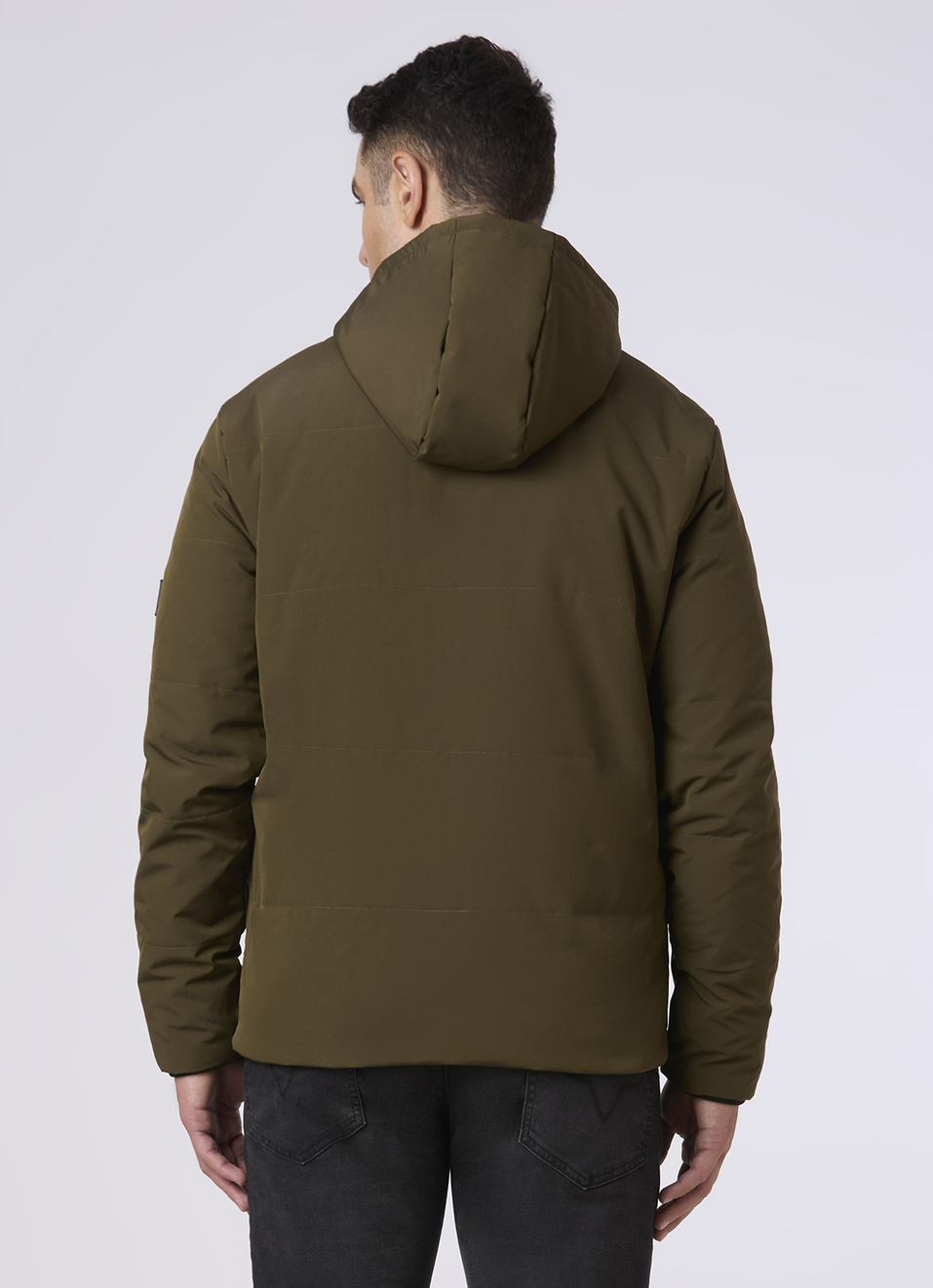 Men Green Hooded Puffer Jacket, , large image number 2