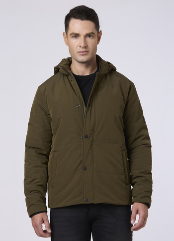 Men Green Hooded Puffer Jacket