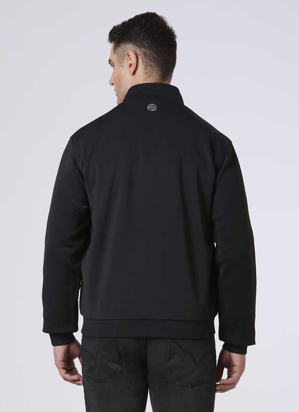 Men Black Regular Fit Zip-up Jacket, , large image number 2