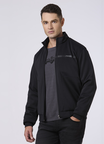 Men Black Regular Fit Zip-up Jacket