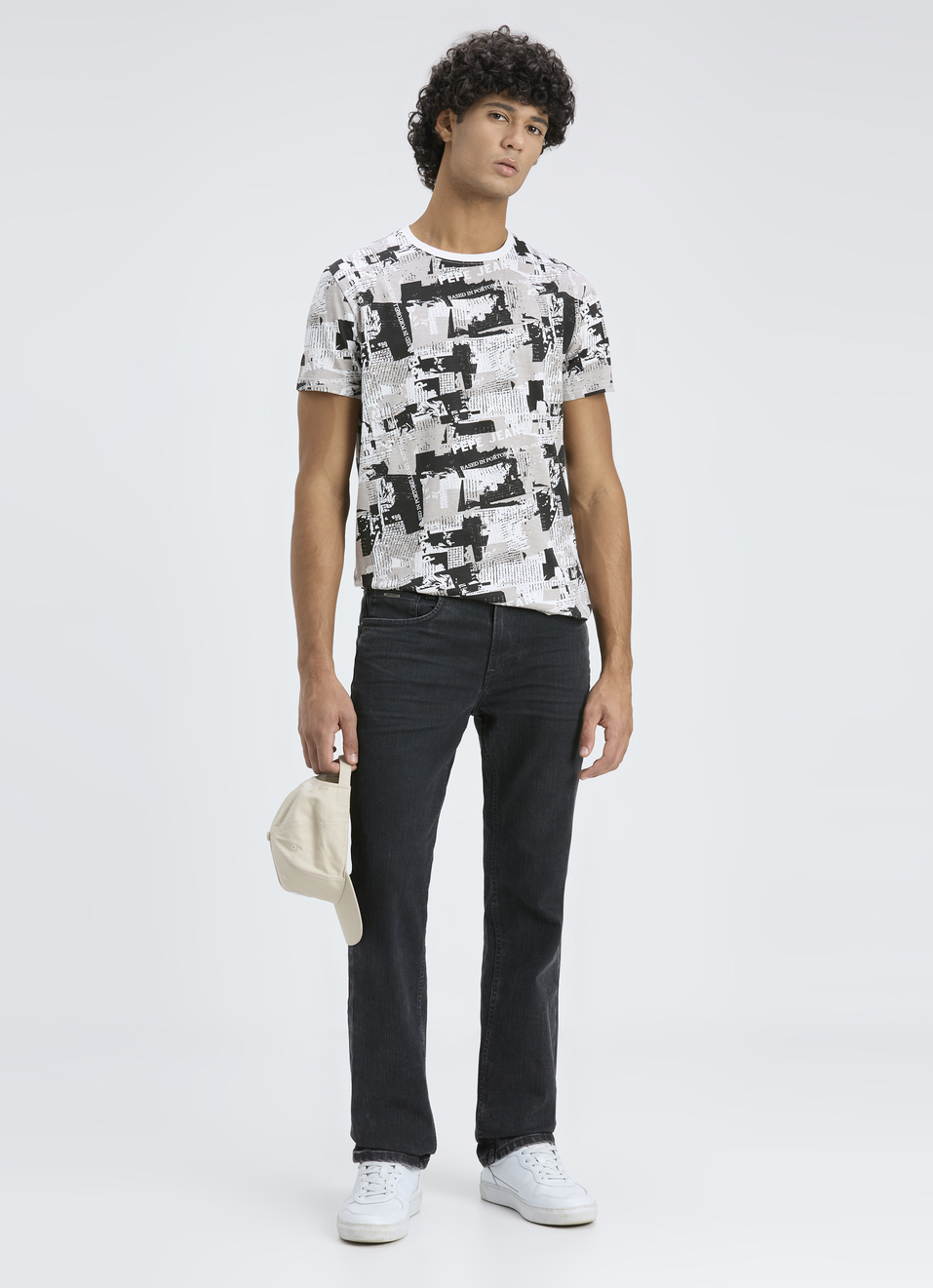 Men Grey All Over Print Short Sleeve T-shirt, , large image number 5