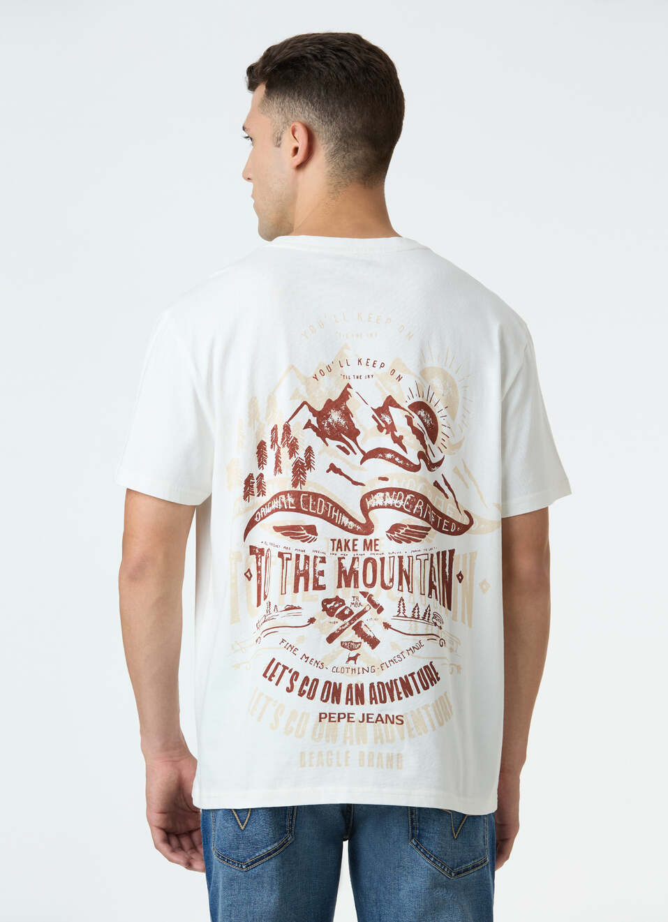 Men Off-white Relaxed Fit Back Graphic Print T-shirt, , large image number 2