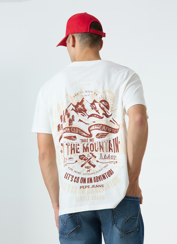 Men Off-white Relaxed Fit Back Graphic Print T-shirt