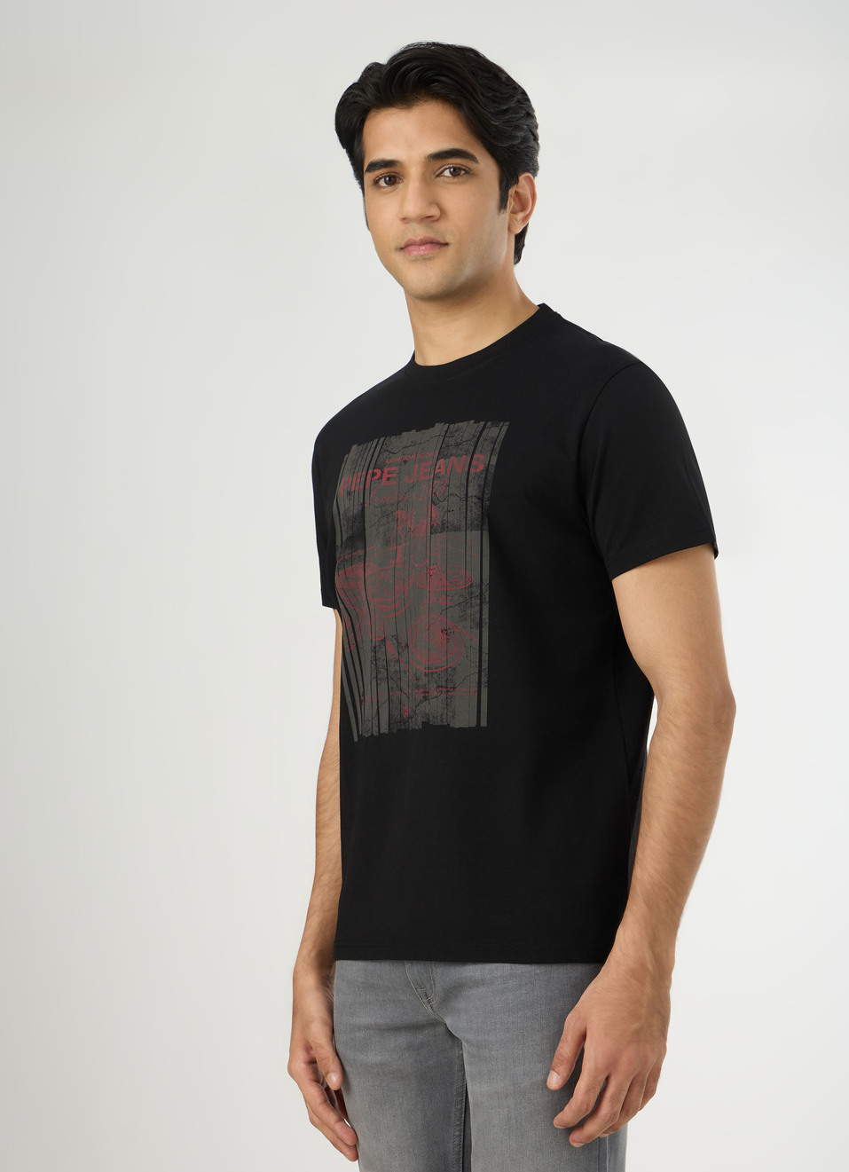 Men Black Graphic Print Crew Neck T-shirt, , large image number 3