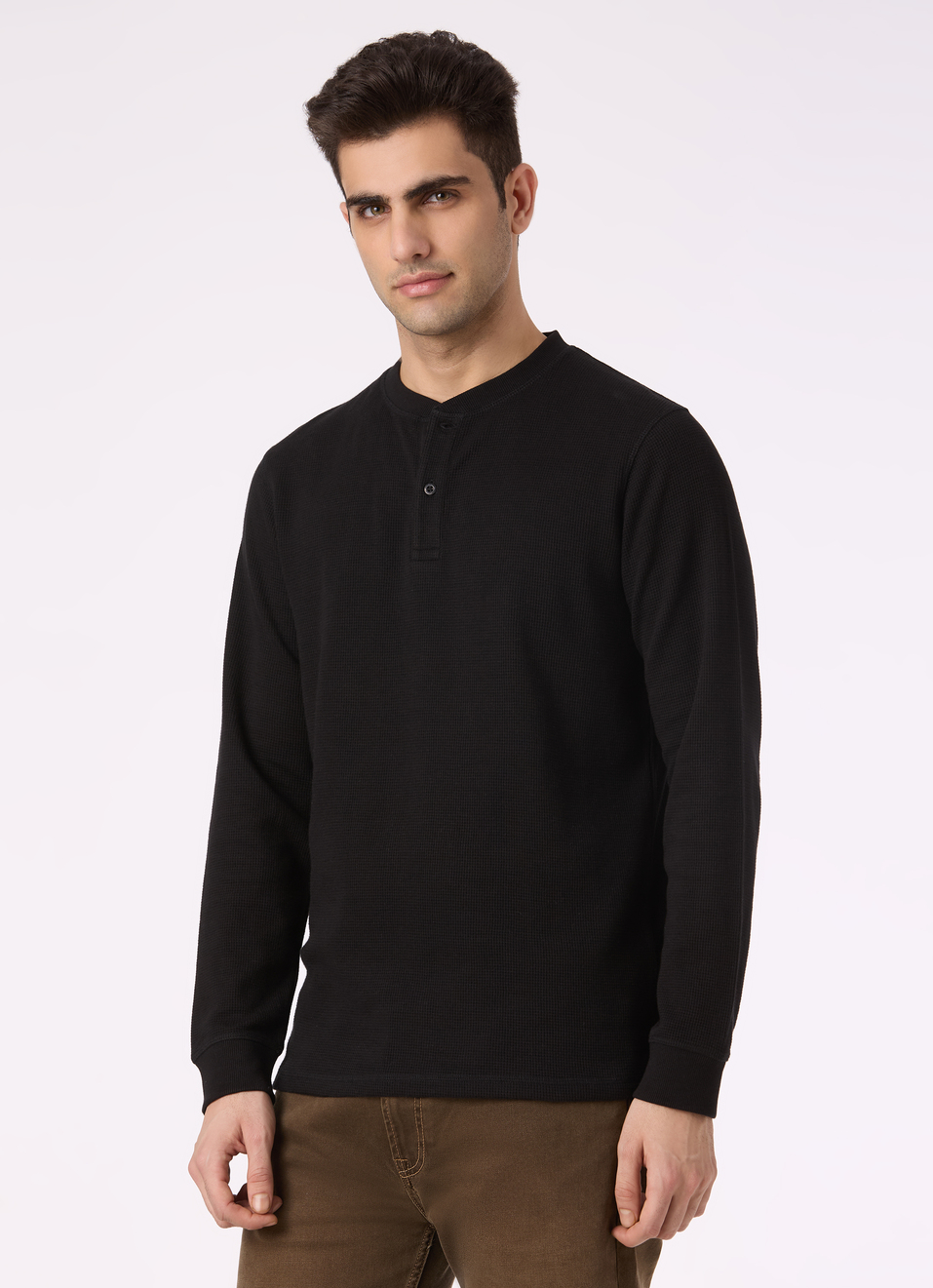 トップス Waffle henley neck long sleeve t-shirt The North Face Mens Waffle Knit Henley Long Sleeve T-Shirt