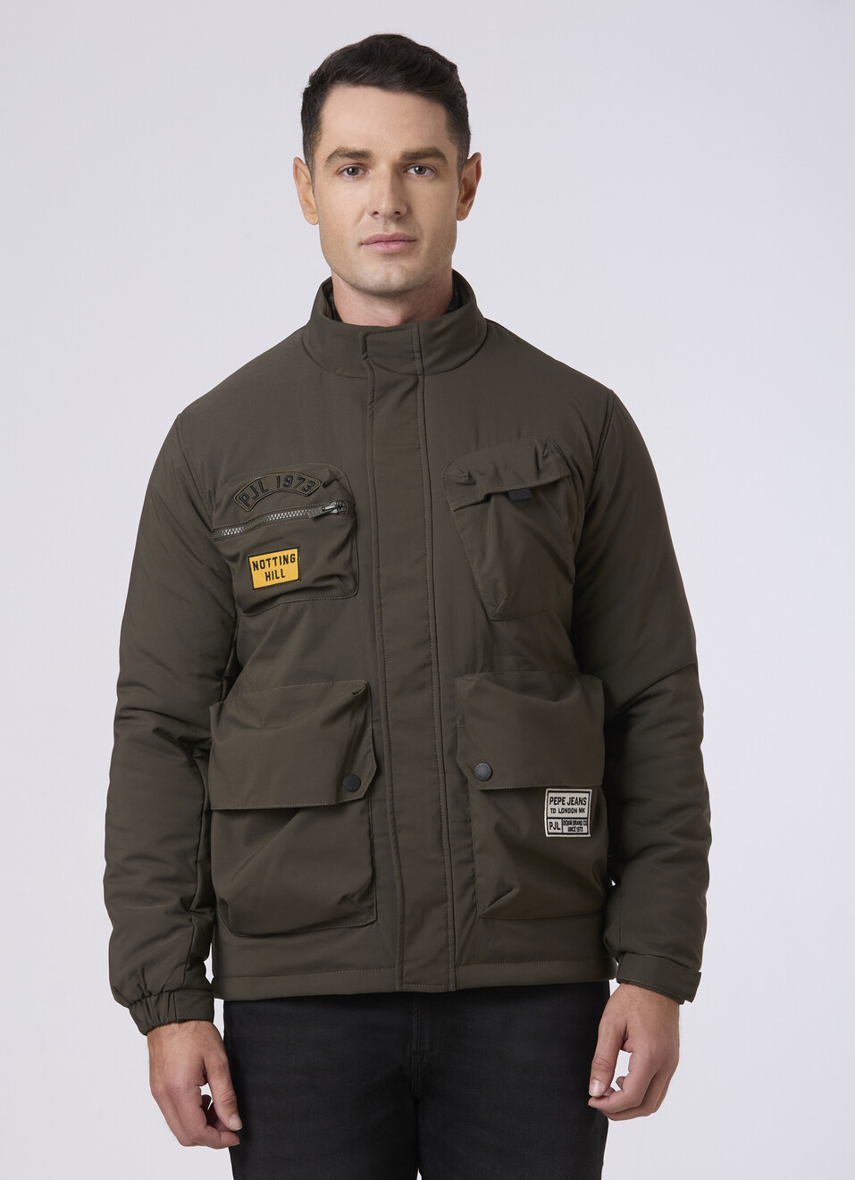 Men Olive Green Multi-pocket Utility Jacket, , large image number 1