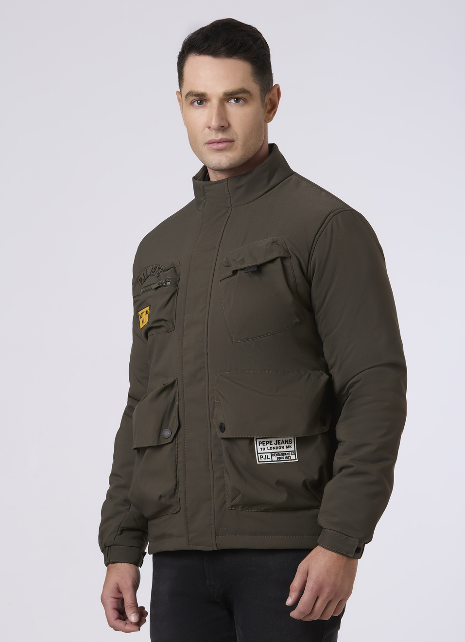 Men Olive Green Multi-pocket Utility Jacket, , large image number 3