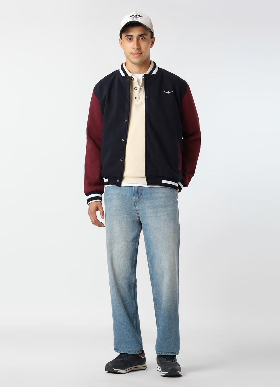 Men Navy Union Jack Back Print Varsity Jacket , , large image number 5