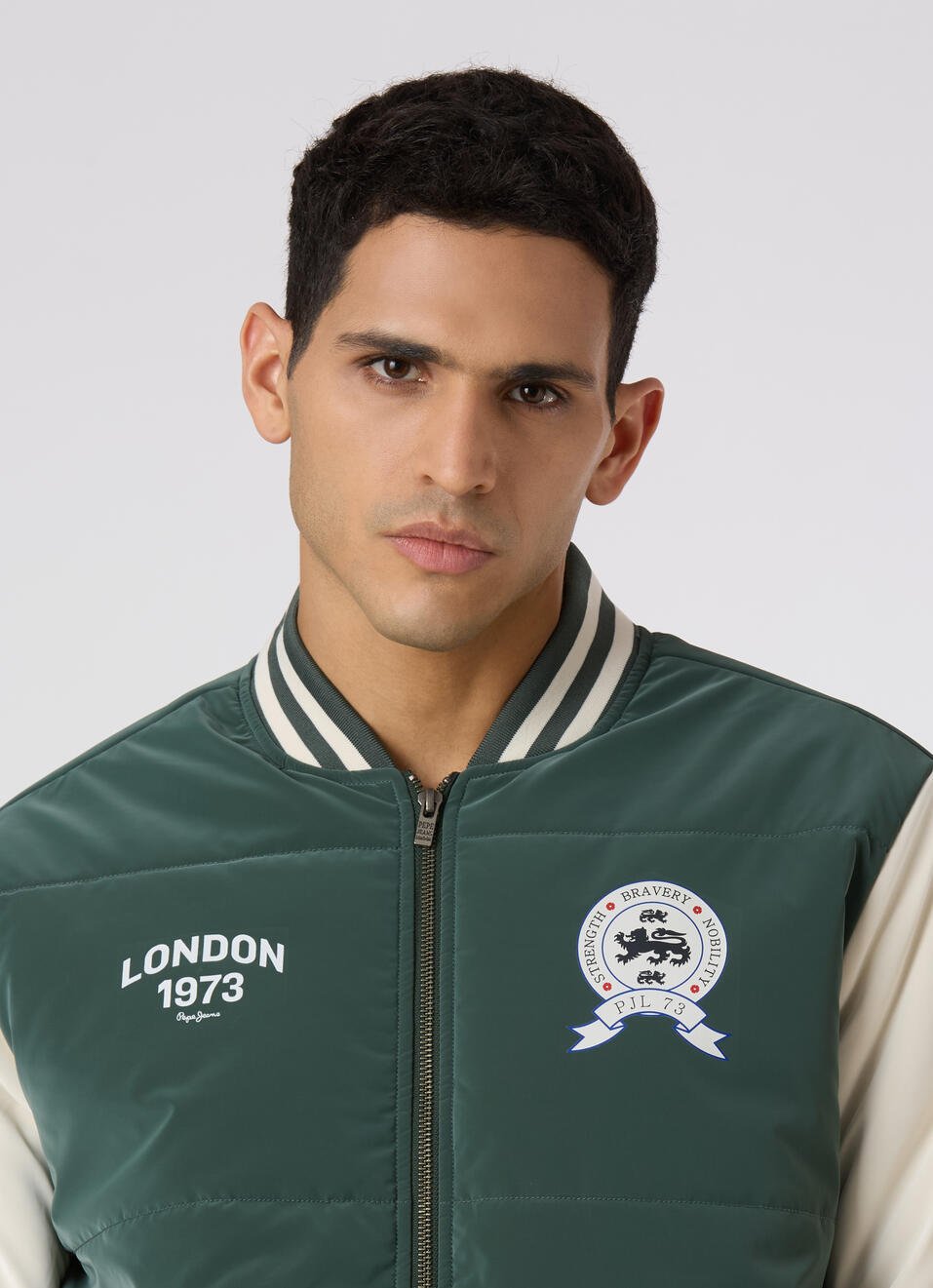 Men Green Varsity Bomber Jacket, , large image number 4