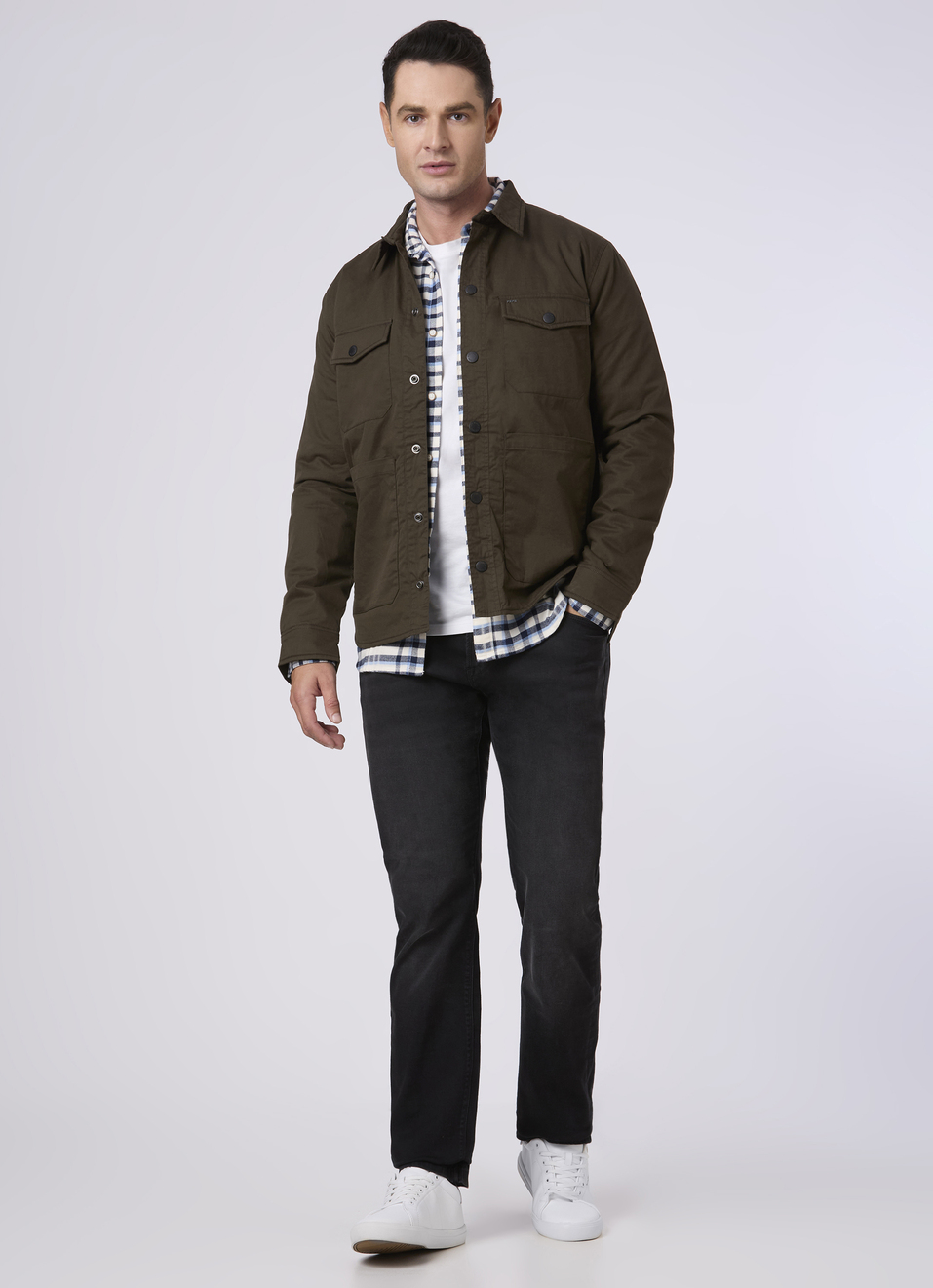 Men Military Green Casual Utility Jacket, , large image number 5