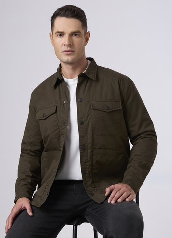Men Military Green Casual Utility Jacket