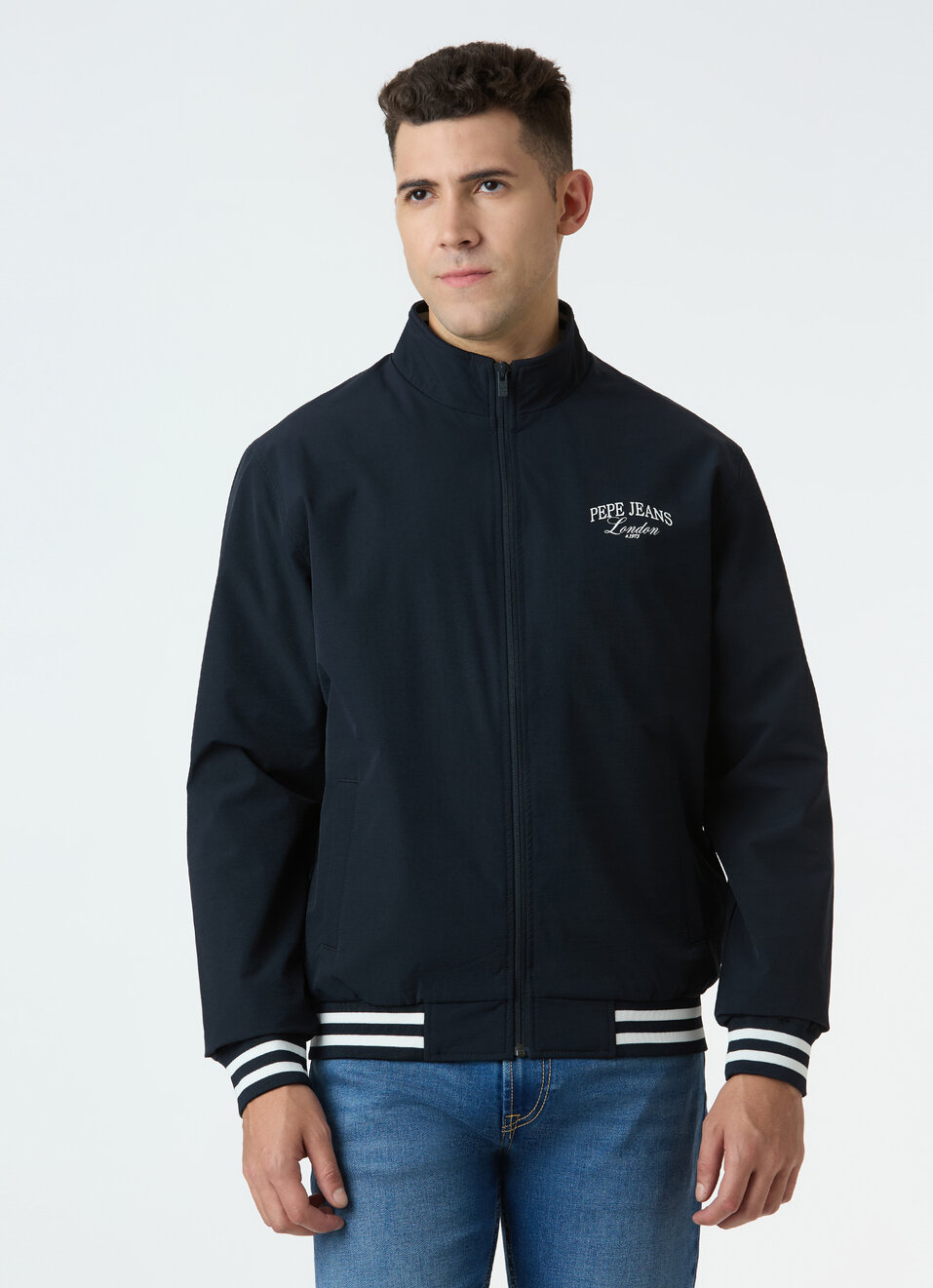 Men Black Jacket With Union Jack Back Print, , large image number 1