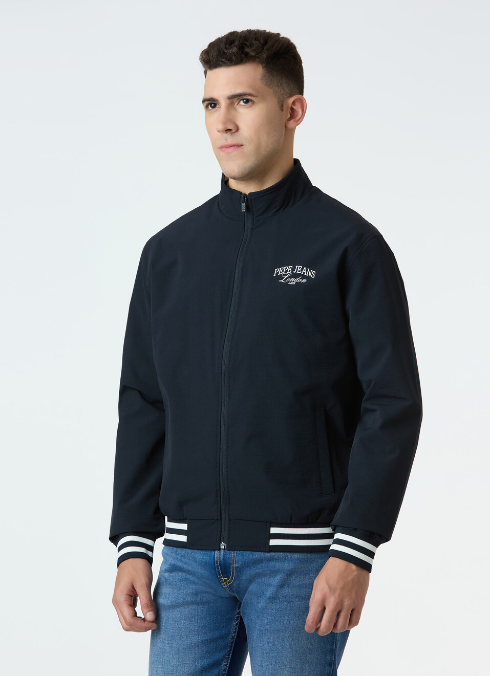 Men Black Jacket With Union Jack Back Print, , large image number 3