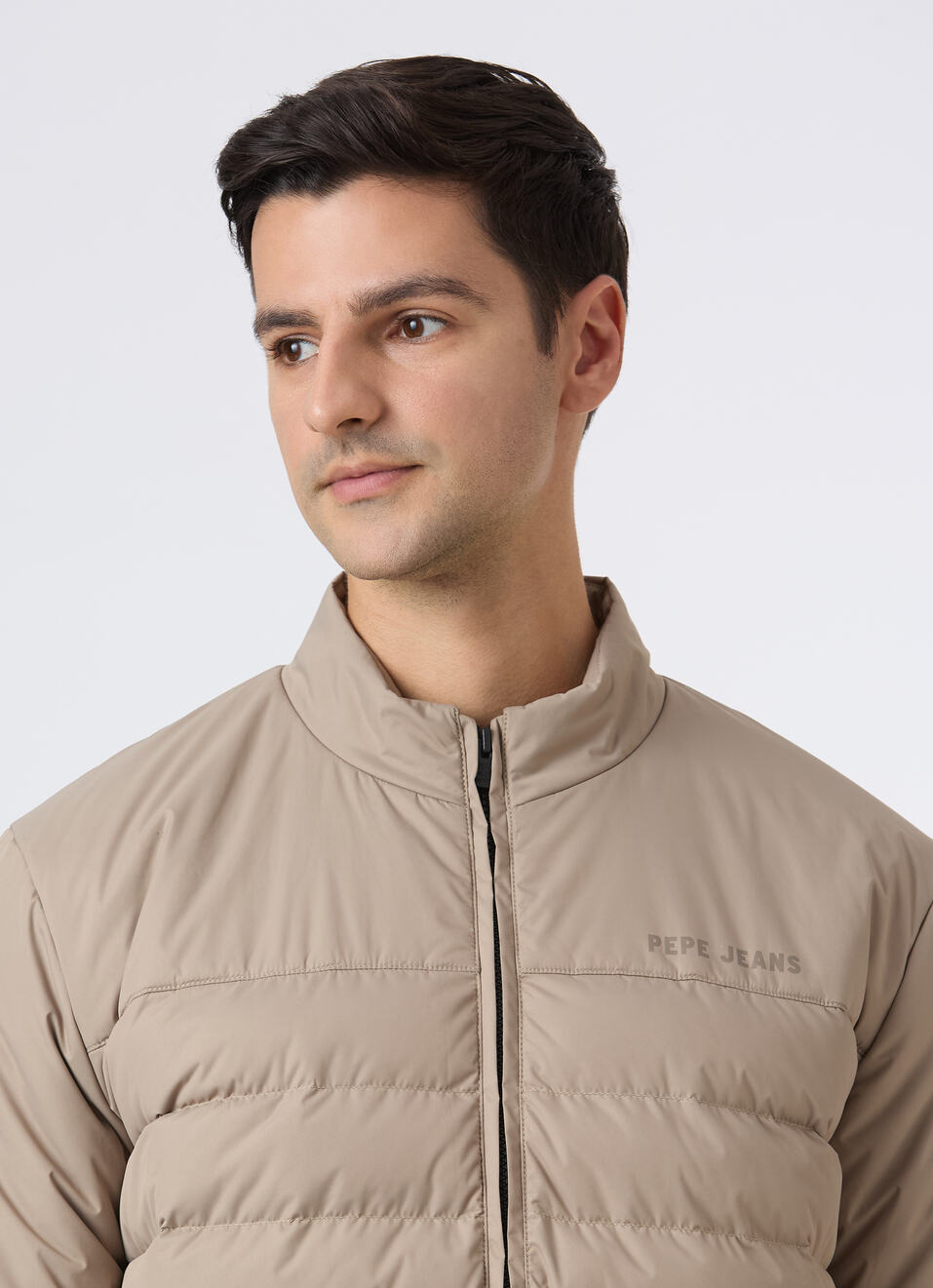 Men Beige Quilted Puffer Jacket, , large image number 4