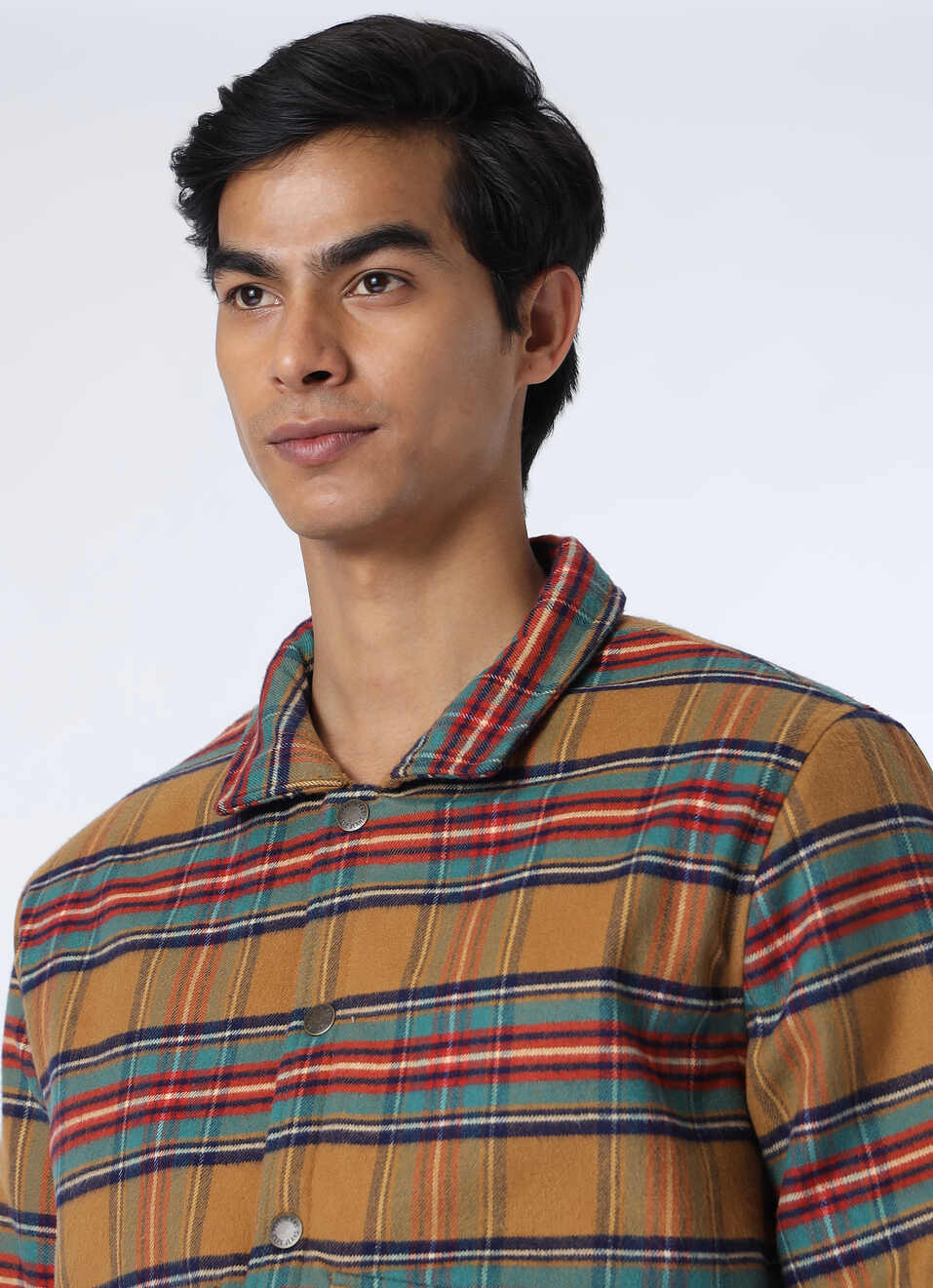 Men Brown Tartan Checkered Regular Fit Jacket, , large image number 4