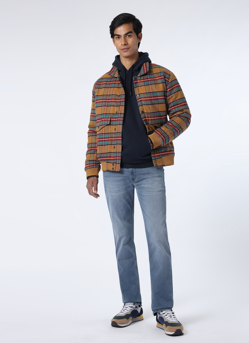 Men Brown Tartan Checkered Regular Fit Jacket, , large image number 5