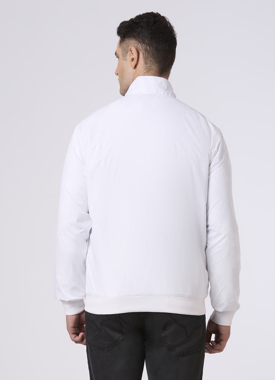 Men White Regular Fit Bomber Jacket, , large image number 2