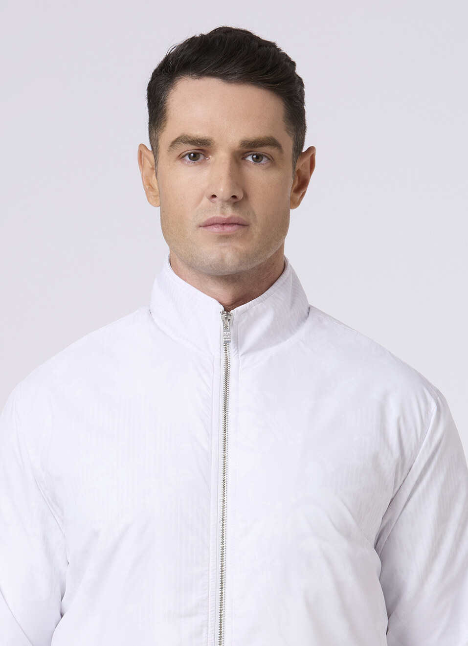 Men White Regular Fit Bomber Jacket, , large image number 4