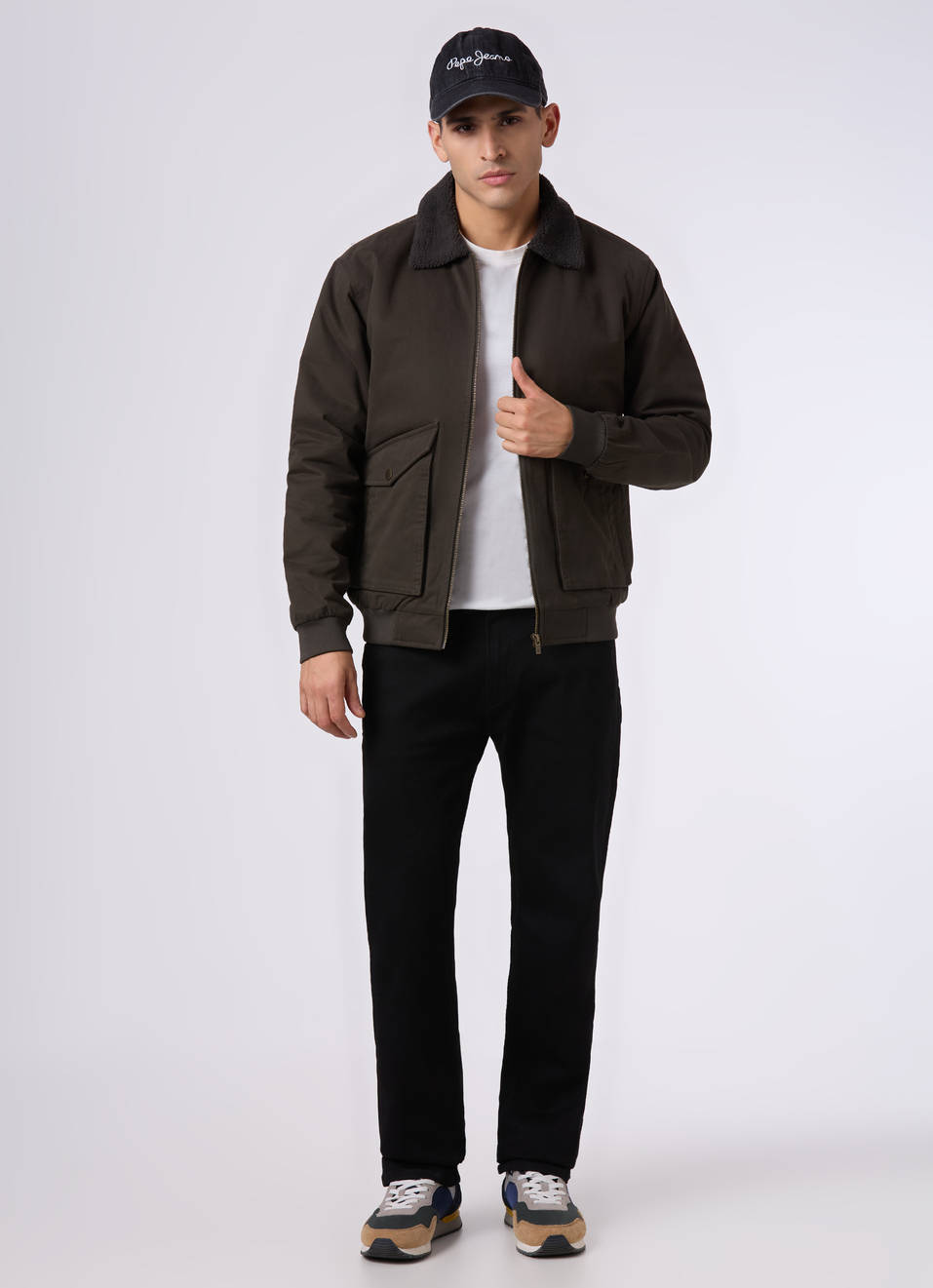 Men Olive Green Sherpa Collar Regular Fit Jacket, , large image number 5