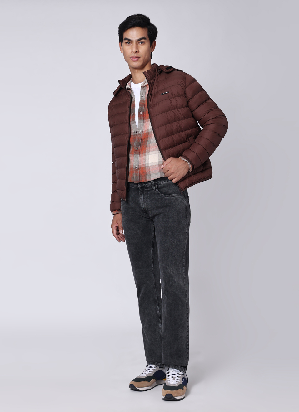 Men Brown Quilted Puffer Hoodie Jacket, , large image number 5