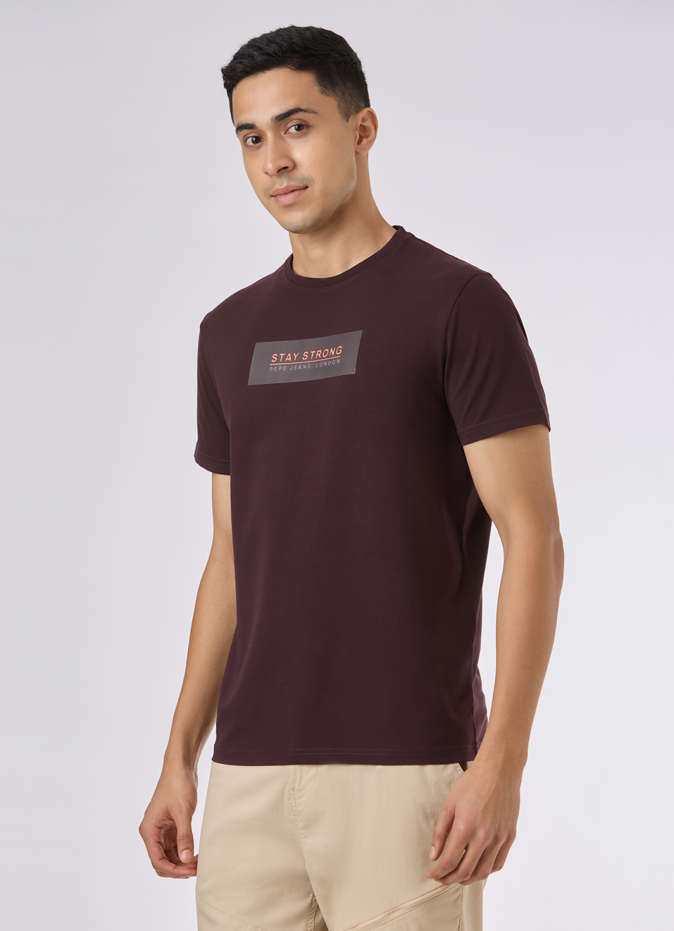 Men Brown Crew Neck Slim Fit T-shirt, , large image number 3