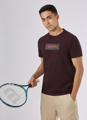 Men Brown Crew Neck Slim Fit T-shirt