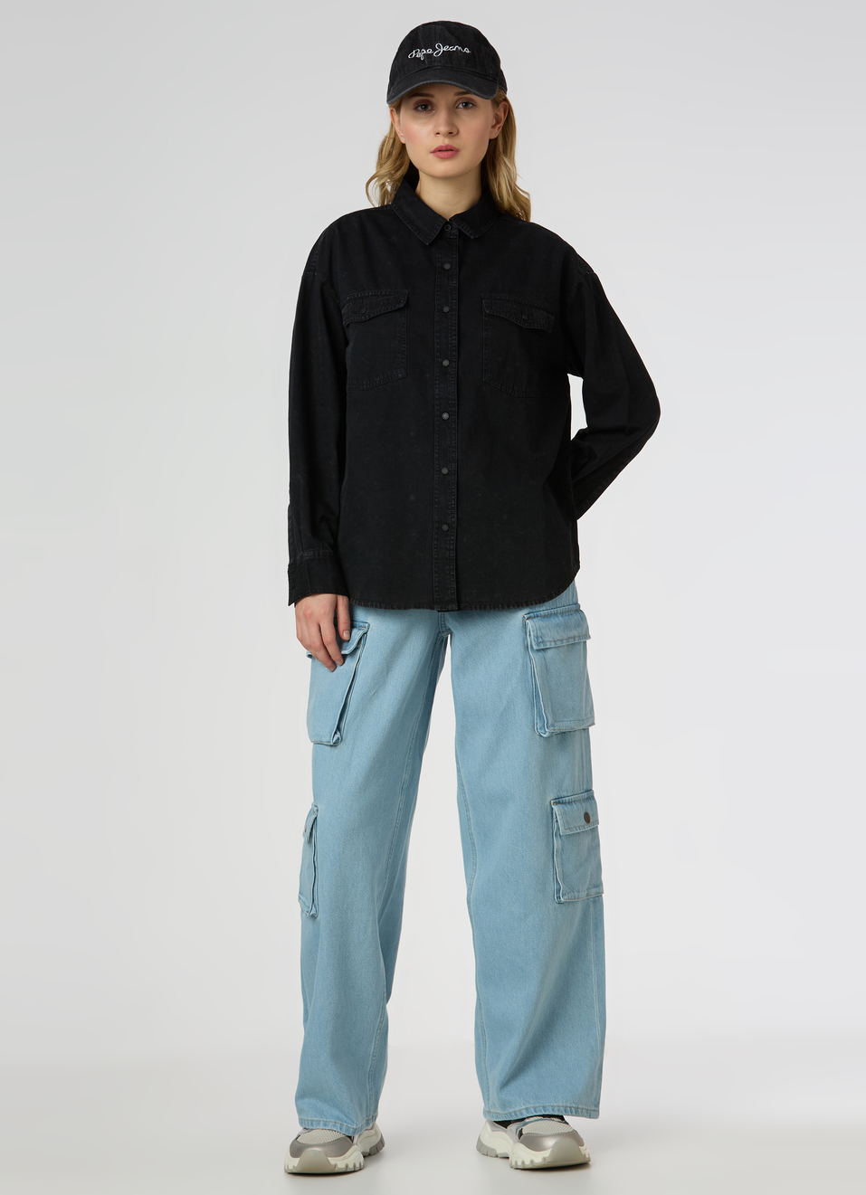 Women Black Oversized Full Sleeve Denim Shirt, , large image number 5