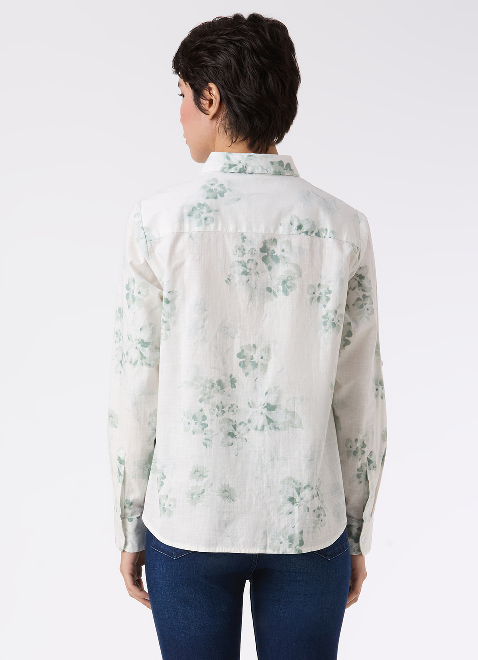 Women Green Floral Print Full Sleeve Shirt, , large image number 2