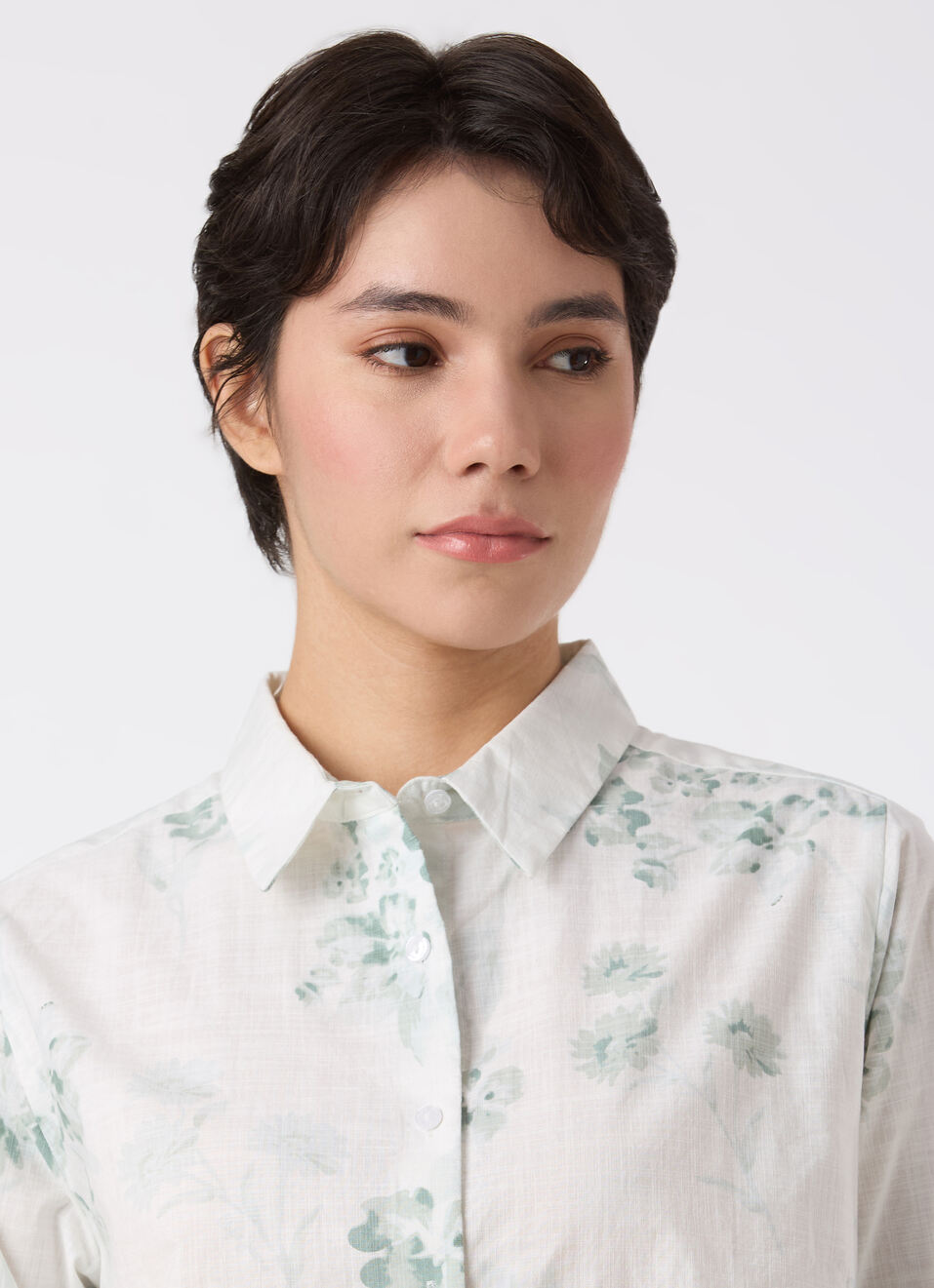Women Green Floral Print Full Sleeve Shirt, , large image number 4